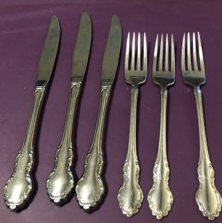 6 Pc Oneida Community Tennyson Stainless Flatware Knives Dinner Forks