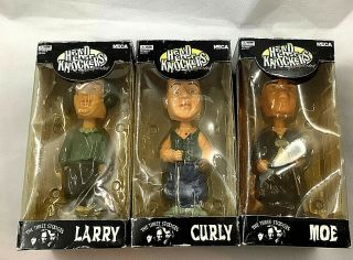 Neca The Three Stooges Head Knockers Bobbleheads Golf Nib Larry Curly And Moe