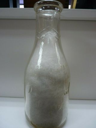 Vintage Birtcherd Dairy Embossed Glass Quart Milk Bottle,  Norfolk,  Virginia