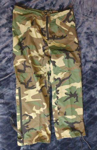 Bdu Woodland Camouflage Trousers Cold Rain Pants Medium Regular Gore - Tex