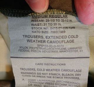 BDU Woodland Camouflage Trousers Cold Rain Pants Medium Regular Gore - tex 2