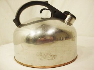 Vtg Paul Revere Ware Whistling Tea Pot Kettle Copper Bottom 3.  5 Qt 93 - C Freeship