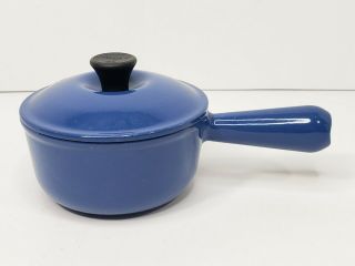 Vintage Le Creuset 14 Blue Sauce Pot Enamel Cast Iron 1 Qt W/lid Vgc
