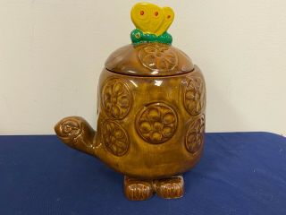Vintage Mccoy Ceramic Turtle Shaped Cookie Jar