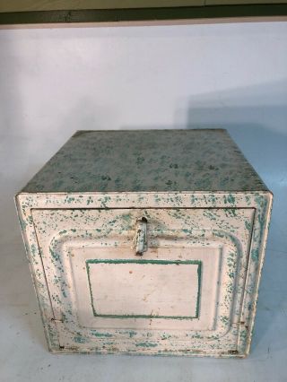 Vintage Folk Painted Tin Bread/cake Cabinet Pie Safe Box Metal Farmhouse Decor