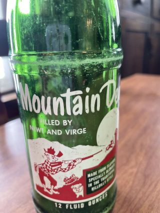 Vintage 12 Oz Mountain Dew Bottle Filled By Newt And Virge Red Head Hillbilly 3