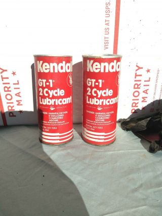 2 Vintage Kendall Gt - 1 2 - Cycle Lubricant Motor Oil 1 Pint Cardboard Can