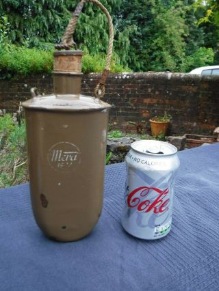 Vintage Military Brown Enamel Water / Hip Flask - Possibly Czech Or Austrian