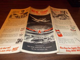 1941 Tydol/flying A York Vintage Road Map / Cover Art