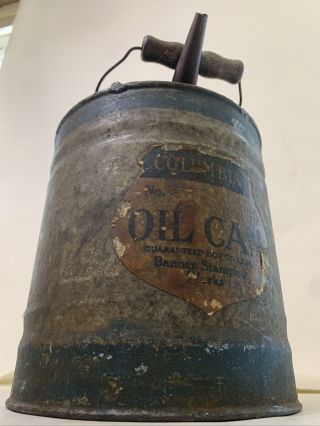 Antique/vintage Columbia 1 Gallon Metal Kerosene Gasoline Oil Can