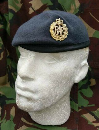 Raf Royal Air Force Small Crown Leather Banded Bere & Cap Badge,