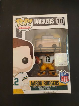 Funko Pop Aaron Rodgers 10 Nfl Wave 1 Rare White Jersey With Helmet Vaulted