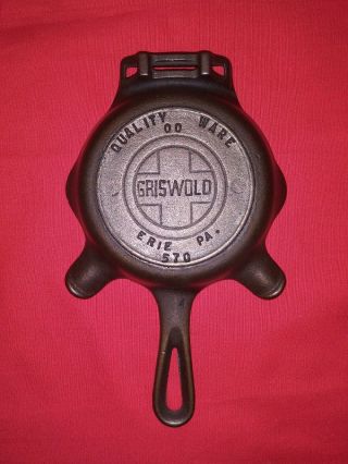 Vintage Griswold Erie Pa No.  00 570a Large Logo Cast Iron Skillet Ashtray