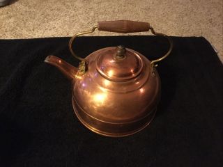 Vintage Revere Ware Copper Tea Kettle With Wood Handle