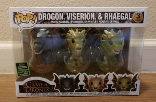 Funko Pop Game Of Thrones Drogon Viserion & Rhaegal 3 Pack Eccc - Baby Dragons