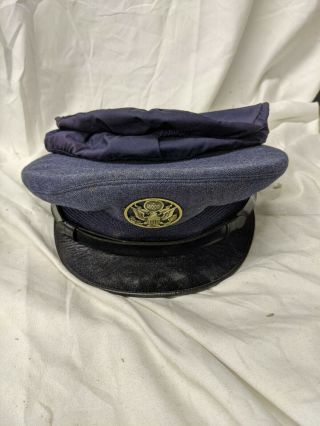 Vintage Enlisted Us Air Force Military Dress Uniform Hat Visor Cap