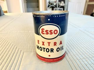 Vintage Esso Extra Motor Oil,  (1) Qt.  Metal Can.  & Great Color.