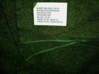 Vintage U.  S.  Army Olive Green Military Wool Blanket Stamped U.  S.  66”x84”