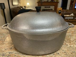 Vintage Club Aluminum Hammered 13” Roasting Pan With Lid Oval Roaster Dutch Oven