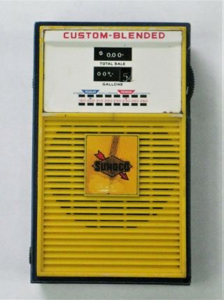 Vintage 1960s Gas Pump Transistor Radio Sunoco Custom - Blended