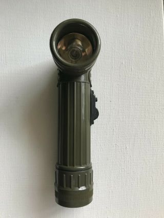 VTG US ARMY Military TL 122D GREEN ANGLED FLASHLIGHT w/red,  white,  purple Filters 3