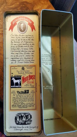 Vintage White Horse Cellar Scotch Whiskey Collectors Tin Quart Size