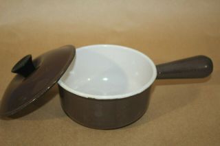Vintage Le Creuset 14 Brown Cook Pot Enamel Cast Iron W/ Lid