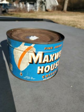 Nos Vintage Maxwell House Coffee Can Drip Grind 1 Pound Tin Key Wind