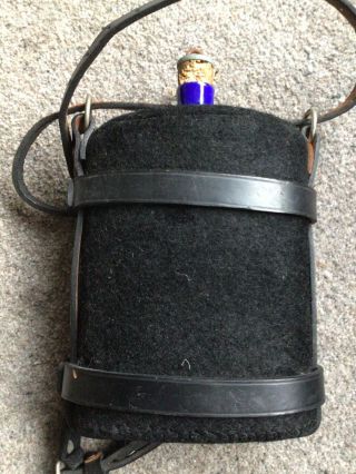 Vintage Water Flask Canteen Container Black Felt Covered Military Collectible