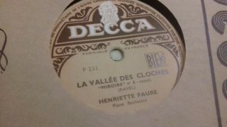 French 78 " Henriette FaurÉ Piano/decca 219 - Oiseaux Tristes/ La Vallée.  Ravel