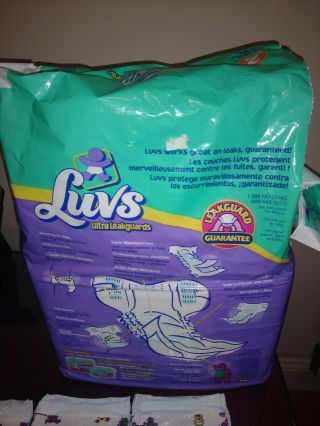 Vintage Luvs Plastic Ultra Leakguards Barney Diapers size 2 from 1999 2