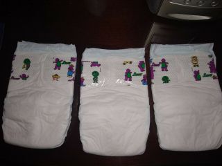 Vintage Luvs Plastic Ultra Leakguards Barney Diapers size 2 from 1999 3
