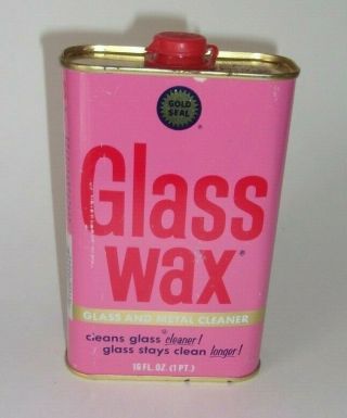 Vintage Gold Seal Glass Wax,  Glass And Metal Cleaner Can 16 Fl.  Oz.  About 80
