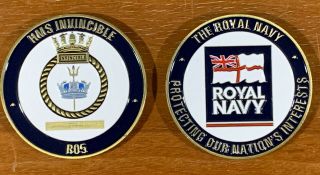 Hms Invincible Challenge Coin With Personal Engraving And Dates Etched