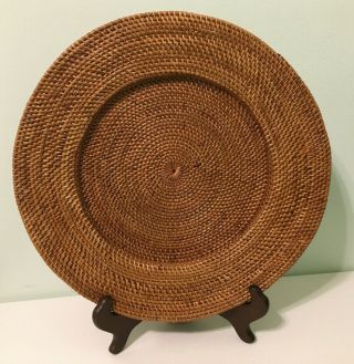 Rattan Wicker 14 " Round Charger Plates Set Of Six Quality Woven Table Decor