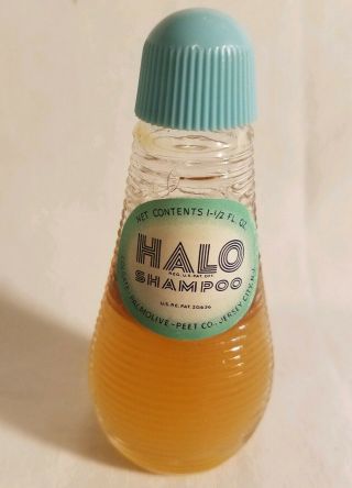 Rare Vintage Halo Shampoo Bottle Personal Ribbed Glass No Box Colgate Palmolive