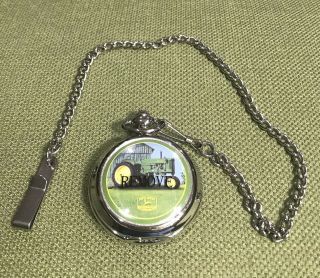 John Deere Pocket Watch Avon ? 2003 Tractor,  In Tin Needs Battery Silver Tone