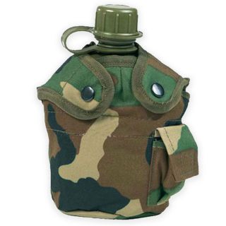 Army Water Bottle,  Mug & Pouch Set Canteen Camping Hiking Military Woodland Camo