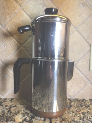 Vintage Mid - Century Revere Ware Drip - O - Lator 8 Cup Coffee Maker -