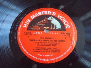 Haydn/Monn/Jacqueline du Pré 1969 UK LP STEREO HMV ASD 2466 1st S/C 4