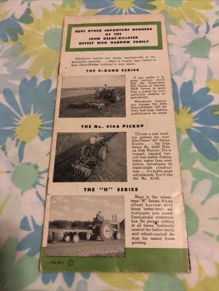 1953 John Deere KILLEFER Hydraulically controlled OFFSET Disk Harrows Brochure 2