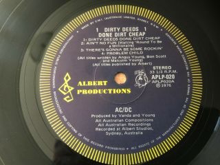 Dirty Deeds Done Dirty Deeds Done Dirt by AC/DC vinyl LP 1976 Blue Roo 3