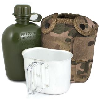 Army Water Bottle,  Mug & Pouch Set Canteen Camping Hiking Military Mtp Multitarn