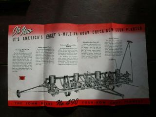 Brochure for John Deere No 490 Higher Speed Check Row Corn Planter,  ' 41 3
