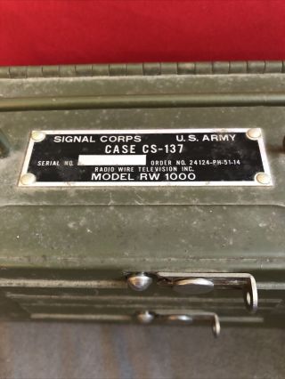 " Vintage U.  S.  Army Signal Corps Case Cs - 137 Model Rw 1000 “box Only”
