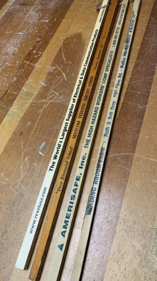 4 Vintage Advertising Square Rulers Yardsticks 36 " Walking Sticks Dogs Matcom