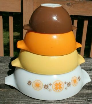 Vintage Pyrex Cinderella Nesting Bowl Set Town & Country Pattern