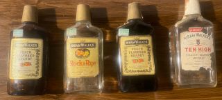4 Hiram Walker’s Liquor Bottles - Ten High,  Peach Brandy And Rock & Rye