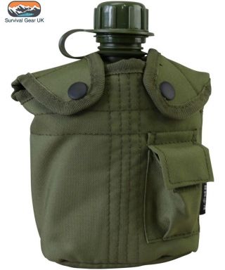Kombat Us Style Water Bottle & Pouch Alice Clips Olive Green Cadets Airsoft Army
