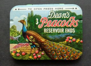 Vintage Dean’s Peacock’s Condoms 3 Pack In Tin Container Wcontents Nos